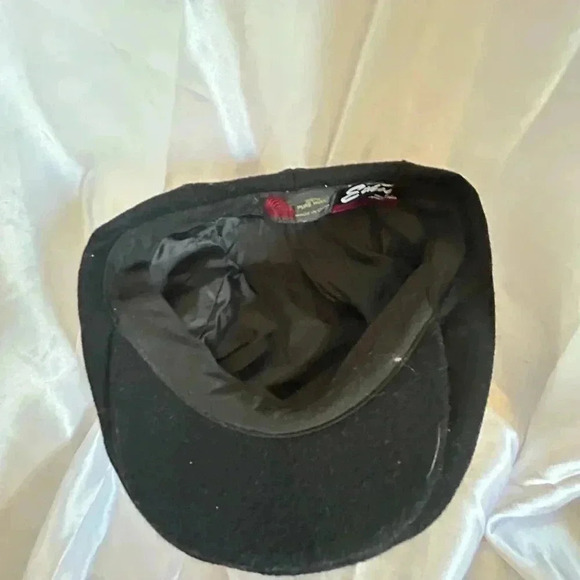 ETHOS  VINTAGE (?) BLACK WOOL BERET CADDY HAT SIZE SMALL UNISEX GOOD CONDITION - Picture 5 of 7